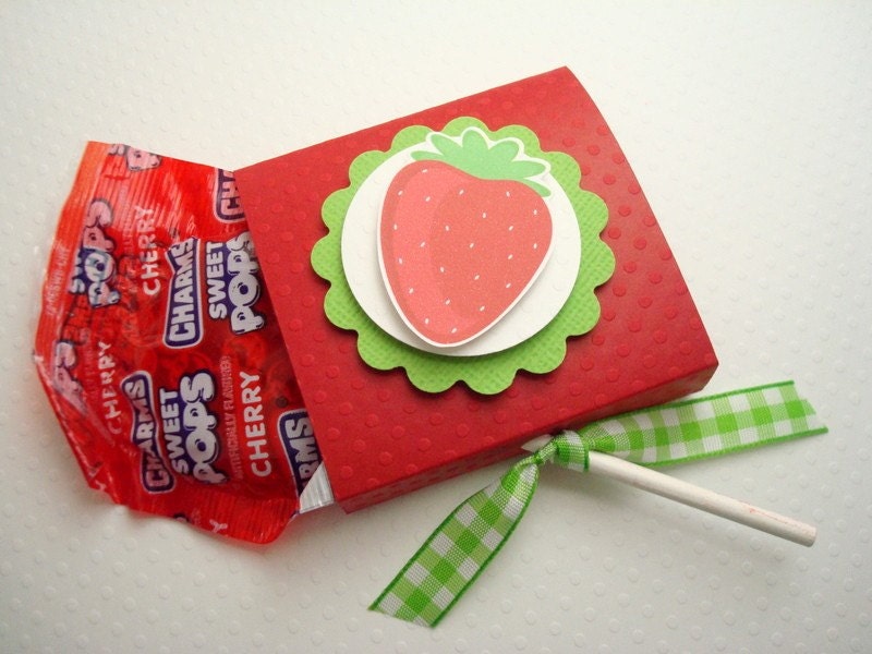 Red Strawberry Topped Lollipop Favors, Set of Ten