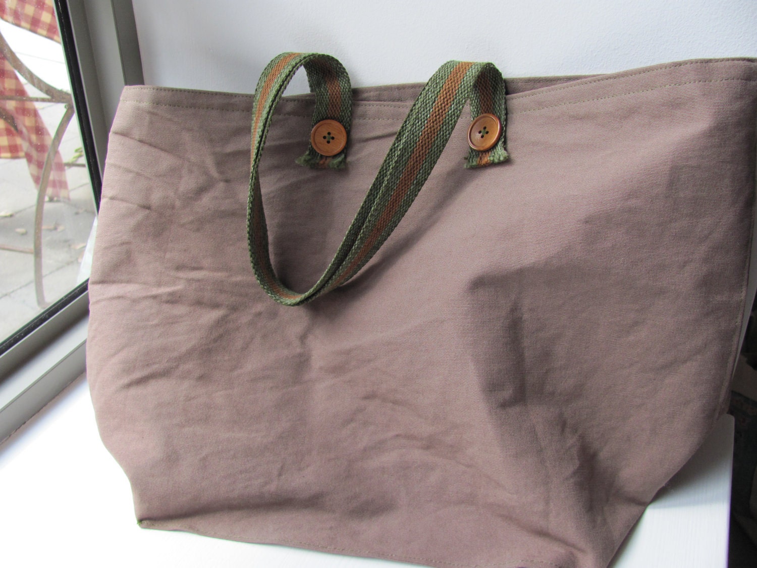 Noa's shopping BAG-------------------100% Cotton------green brown