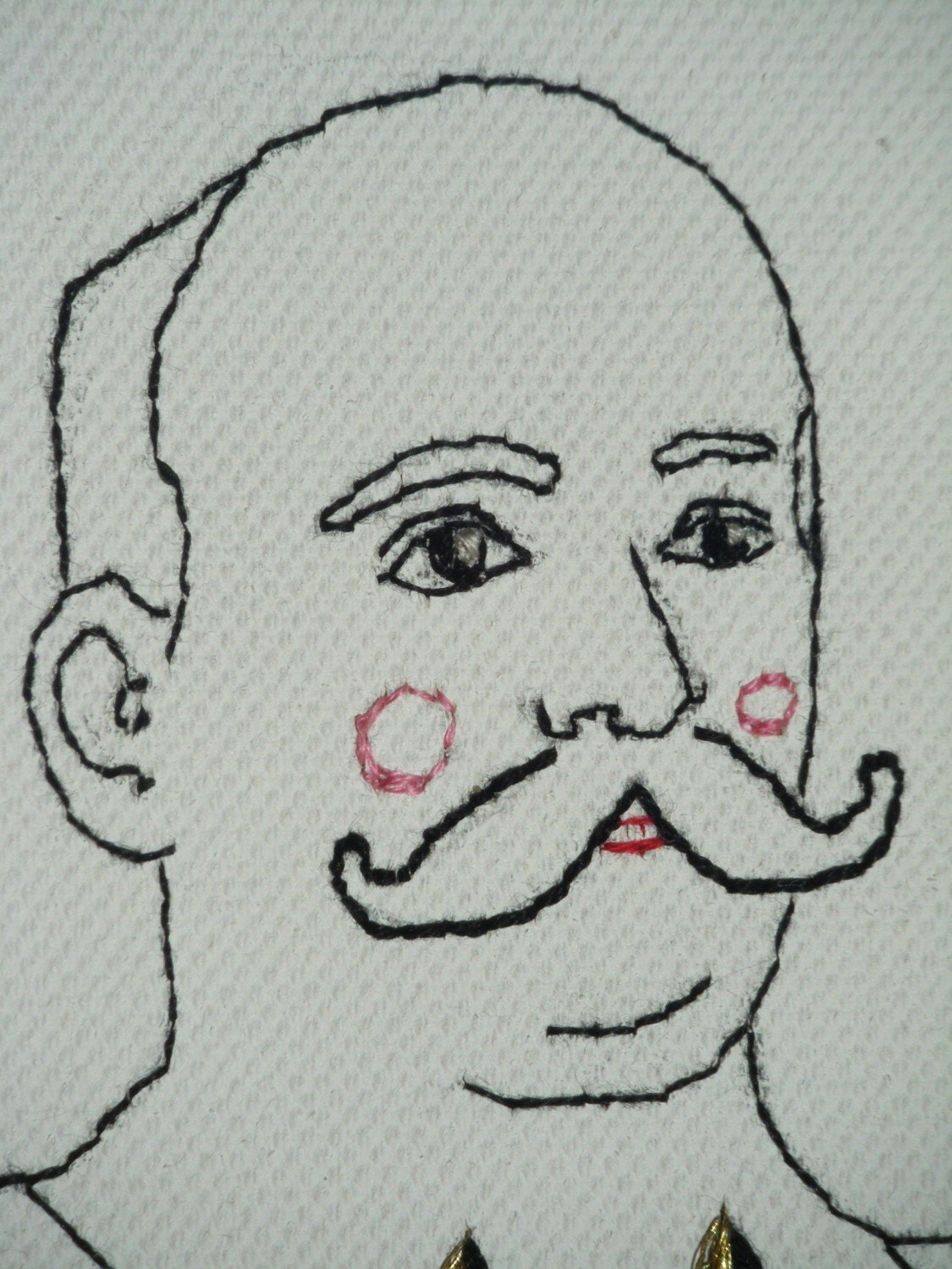 Hand embroidered  art canvas  Unique design The tattooed man