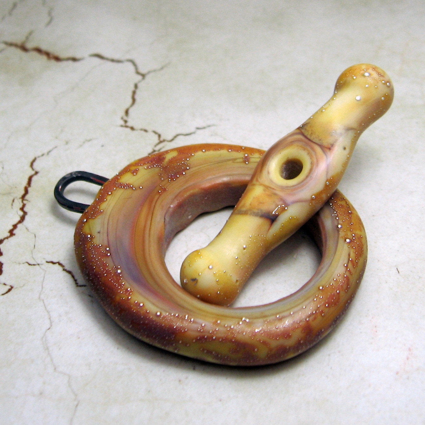 Rustic Lampwork Toggle Clasp , Glass Jewelry Clasp