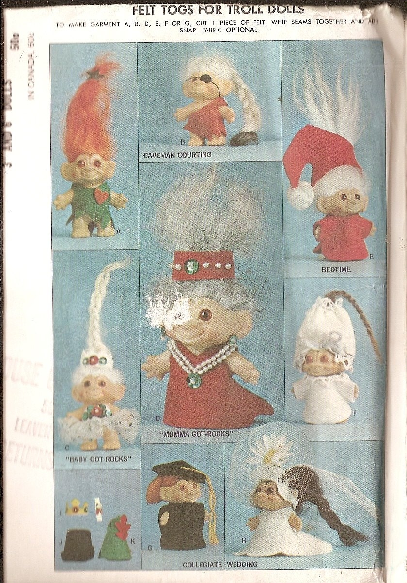 TROLL Doll outfits Sewing Pattern McCalls 7589 by nancesnostalgia