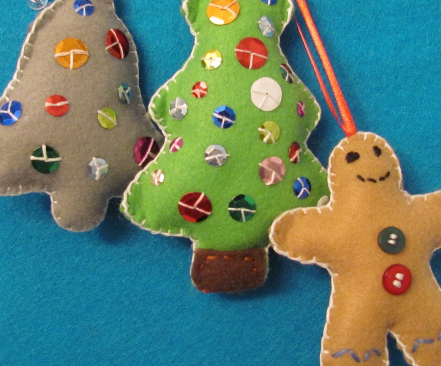 RESERVED FOR VICKIE - Assorted Set of 6 Funky Felt Ornaments