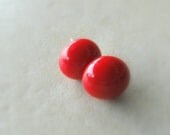 Bright Red Gold Colour Plated Glass Studs (92)