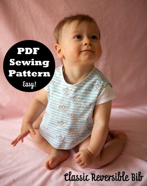 PDF Sewing Pattern - Baby Bib - Retro pinafore look 6 M