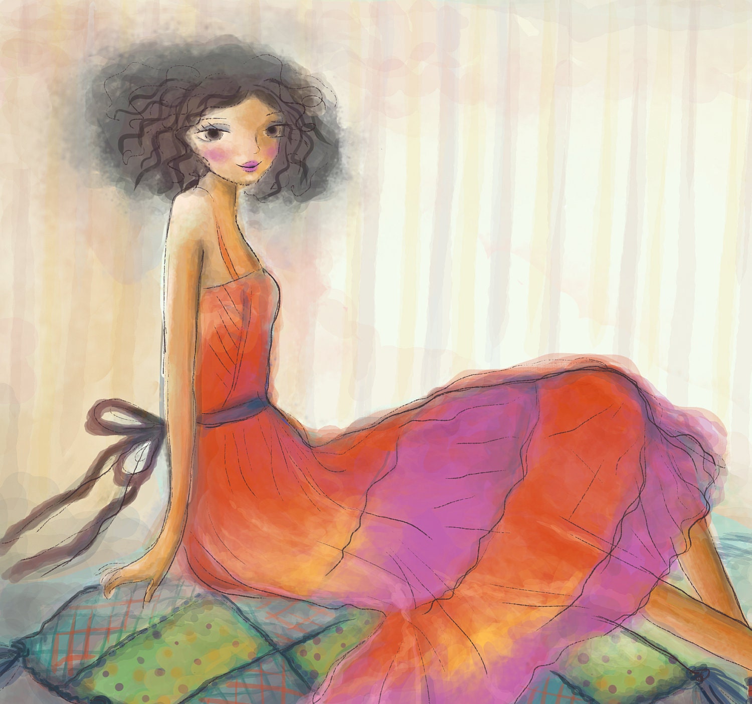 Blog Banner Design, Custom Illustration, Business Card, Fashion Art Drawing by Reani on Etsy