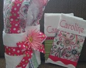 Pink Paisley Hooded Towel and 2 Burp Cloth Set