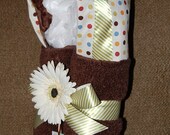 Polka Dots and Brown Minky Dot Hooded Towel