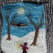 Owl Moon - felted wool wall hanging