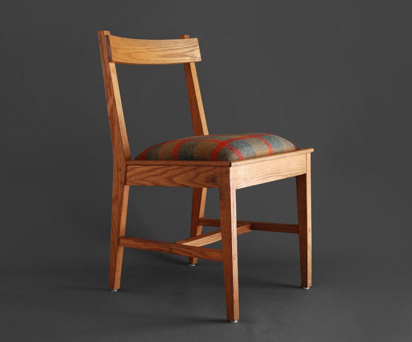 Vintage Upholstered Oak Wood Chair - Mid Century, Modern, Retro