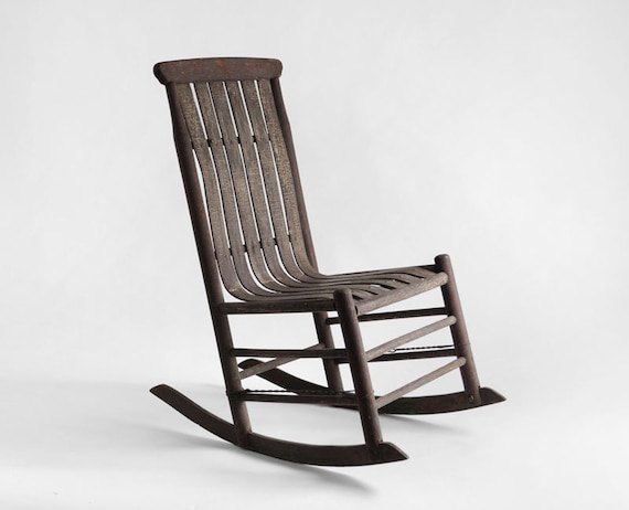 Antique Early Century Rocker - Rocking Chair, Mid Century, Modern, Wood, Rustic - Hindsvik