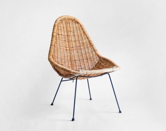 ON HOLD until July 7th - Mid Century Basket Chair - Lounge, Dining, Modern, Retro, Woven, Wicker