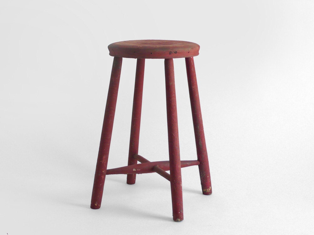 ON HOLD until Jan 9 - Vintage Industrial Stool - Chair, Mid Century, Wood