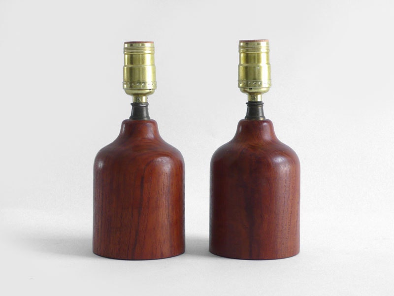 Vintage Teak Wood Lamps - Mid Century, Table, Desk, Modern