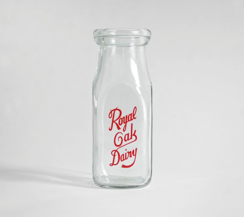 Vintage Milk Bottle - Glass, Dairy, Mid Century, Modern, Kitchen, Table
