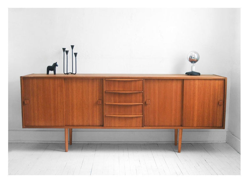 Mid Century Swedish Teak Credenza - Modern, Dresser, Retro, Cabinet, Buffet