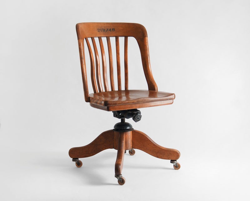 Vintage Oak Office Chair Wood Mid Century Lounge by Hindsvik