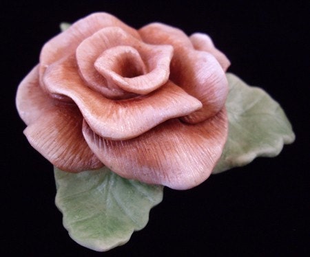 Sculpted Porcelain Rose Stick Incense Burner Clay