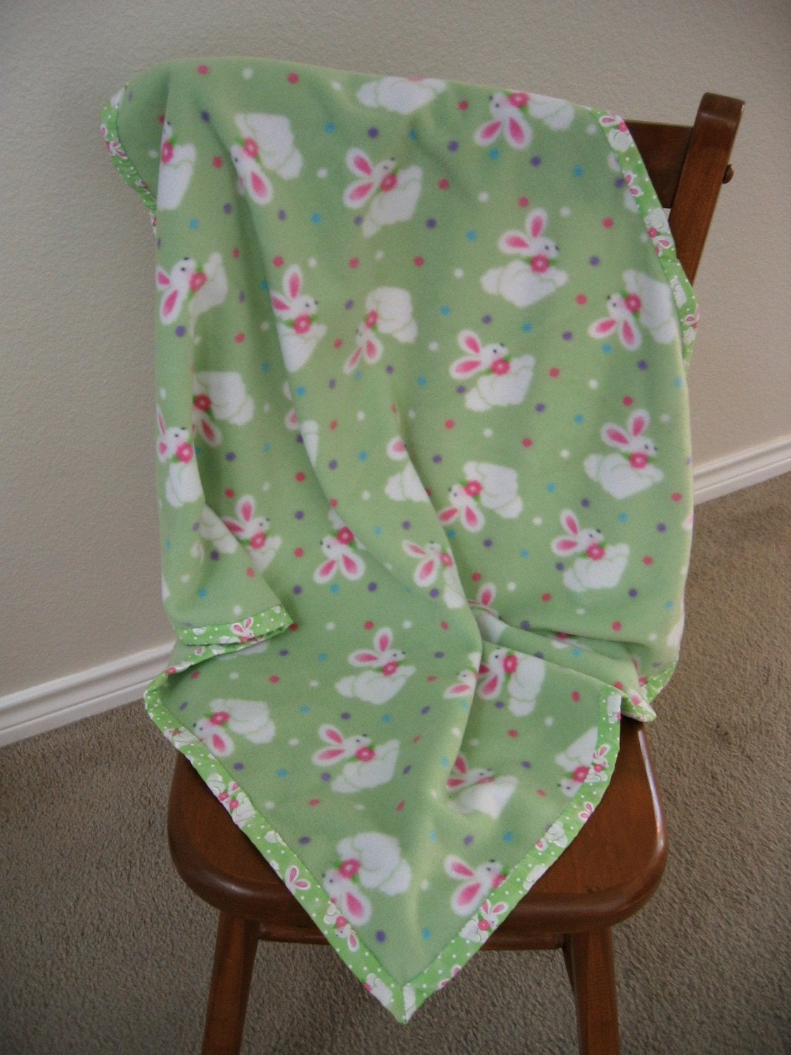 Lightweight Fleece Bunny Baby Blanket