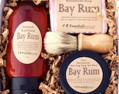 Men's Shaving Gift Set (Shave Soap, Bar Soap, Lotion, Brush) Bay Rum