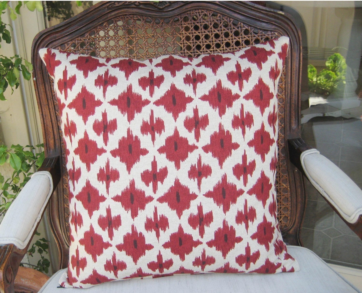 IKAT in Venetian red set of two 20 inch pillow covers