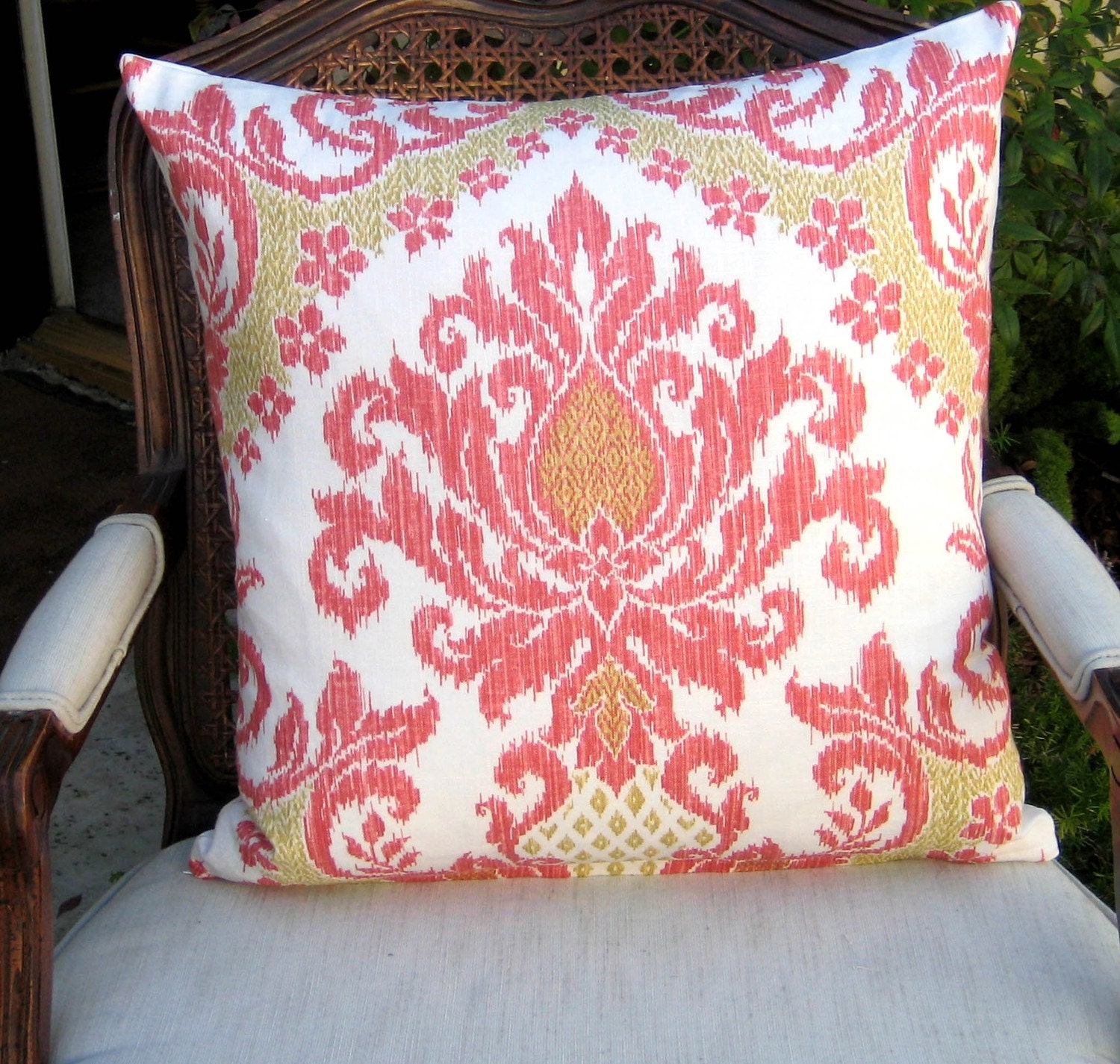 IKAT in Coral set of two 20 inch pillow covers