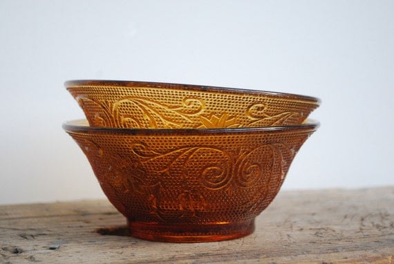 Amber Tiara Bowls Indiana Glass Vintage by cabinwindows on Etsy