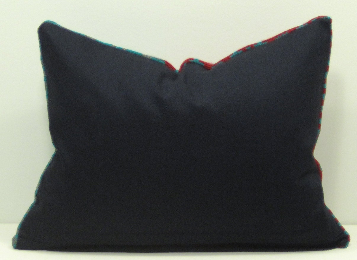 12"x16" Urban Geometric Merino and Cotton Knit Pillow Red and Turquoise