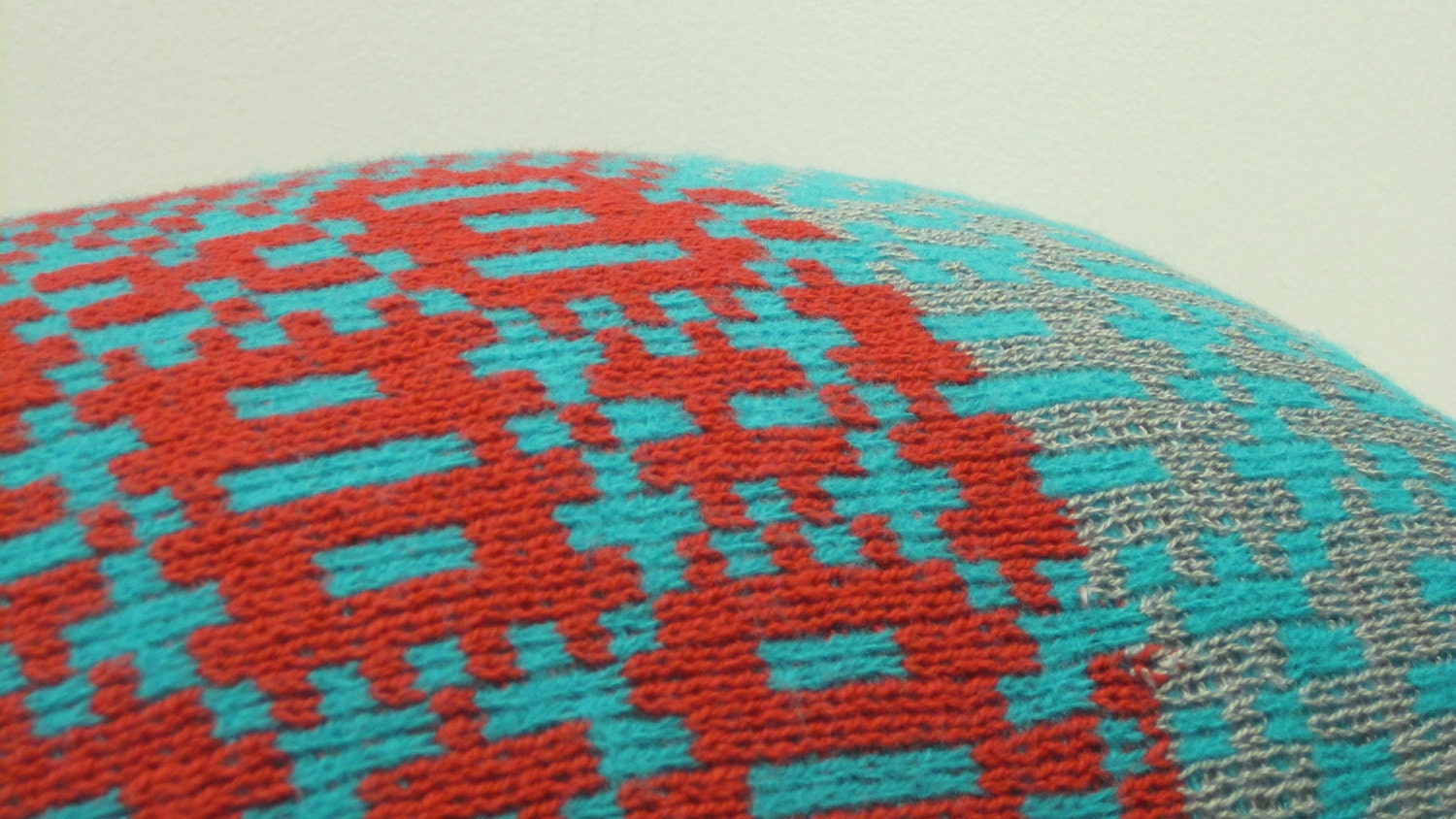 12"x16" Urban Geometric Merino and Cotton Knit Pillow Red and Turquoise
