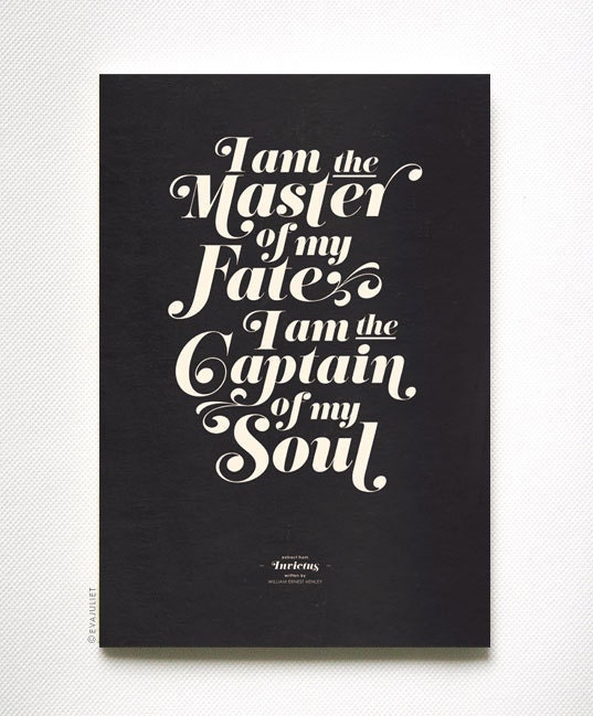 INVICTUS on black - typography art print - 13 x 19 in French or English - vintage collection
