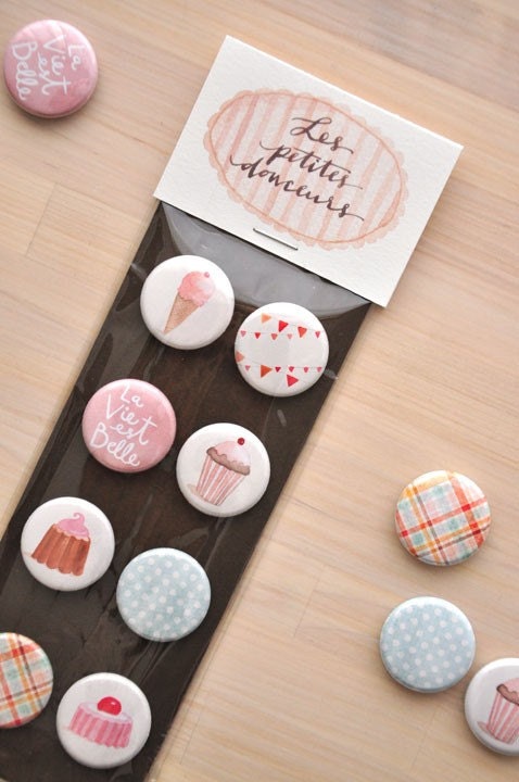 La vie est belle 1" Pinback Button Badge SET