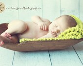 Knit Baby Green Blanket Afghan Photo Prop - Apple Green