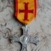 Vintage French Religious Cross Medal and Ribbon