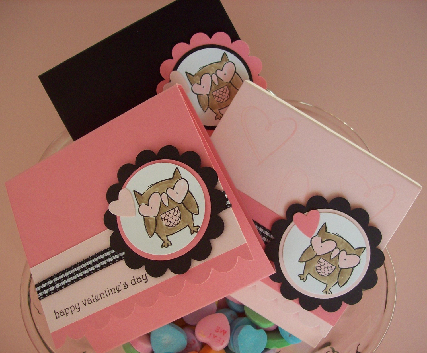 Whoo loves you - Owl Valentine cards - Set of 6
