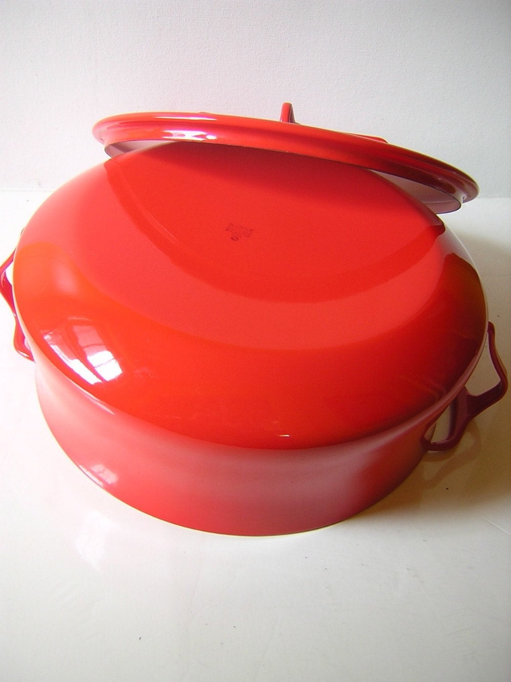Vintage Dansk Kobenstyle Enamel Cookware - IHQ Enameled Jens Quistgaard Huge Rare 8 Quart Dutch Oven - Valentine Red - Near Mint