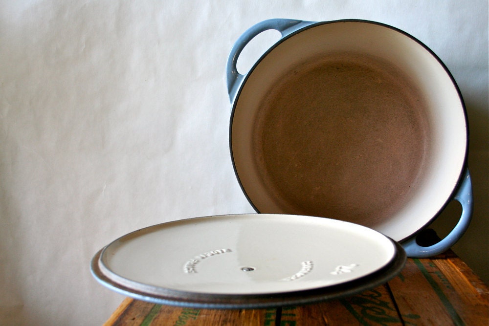 Vintage Cousances Dutch Oven Pan LeCreuset Le Creuset France 1950s Blue SALE was 100