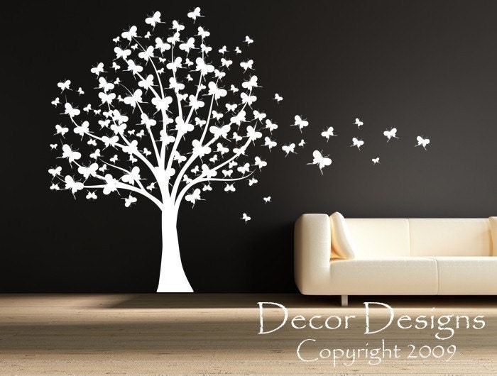 Sale Huge Butterfly Tree With Trailing Butterflies Vinyl Wall Decal