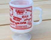 Vintage Las Vegas Casino Federal Milk Glass Souvenir Pedestal Mug