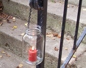 One Clear Hanging Jar Lantern or Vase for your Handmade Wedding Decor