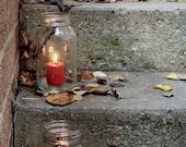 Mason Jar Lights or lanterns (set of 4), clear hanging jars for wedding decor - MidwestFinds