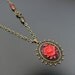 Gothic Necklace Victorian Rose Cameo Ruby Red Flower, Wedding Bridal Bride Groom Noir Vampire Steam Punk Womens Gothic Jewellery Jewelry
