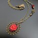 Gothic Necklace Victorian Rose Cameo Ruby Red Flower, Wedding Bridal Bride Groom Noir Vampire Steam Punk Womens Gothic Jewellery Jewelry