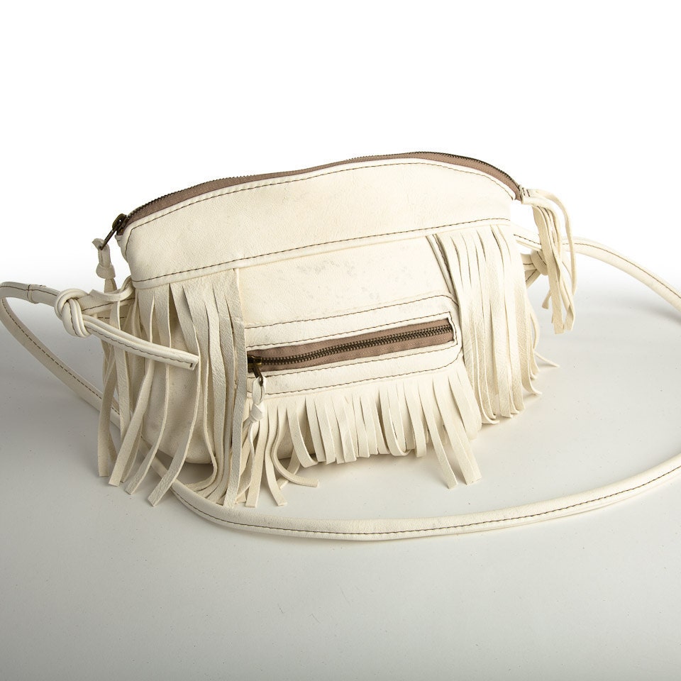 The Starter - Speckled White Fringe bag