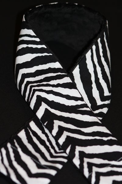 Camera Strap Slip Cover Black and White Zebra with Black Minky Free Lens Cap Pocket slipcover