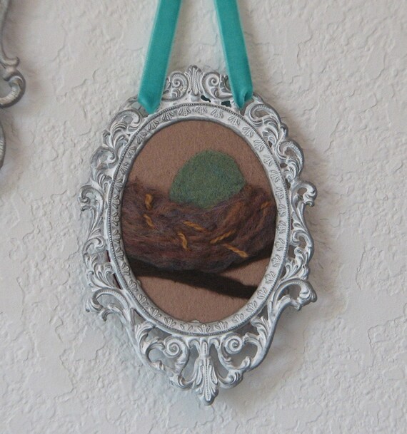 Tiny Nest Folk Art in Vintage Frame