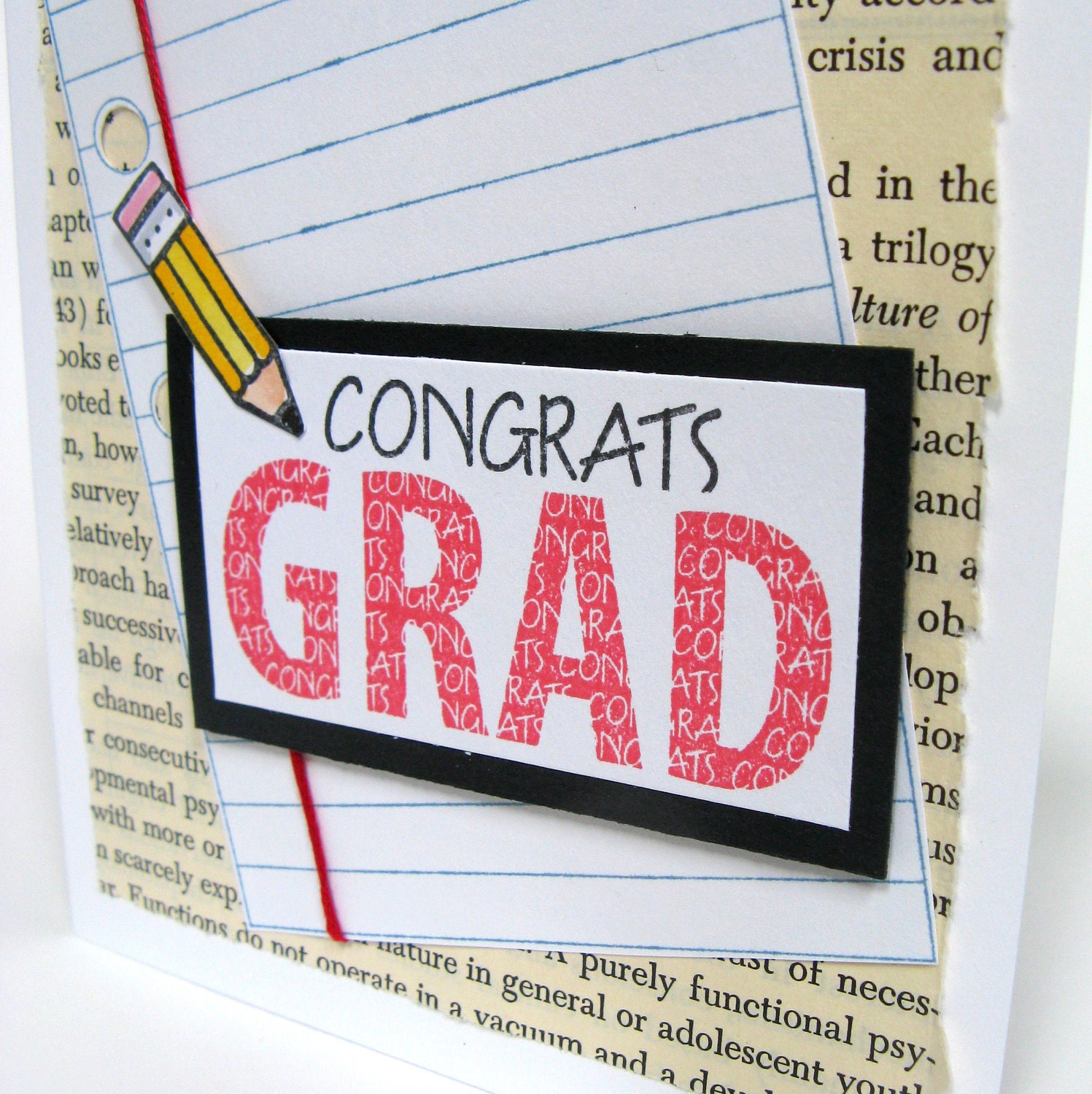 Graduation Card - Congratulations - Handmade Card - School  Colors