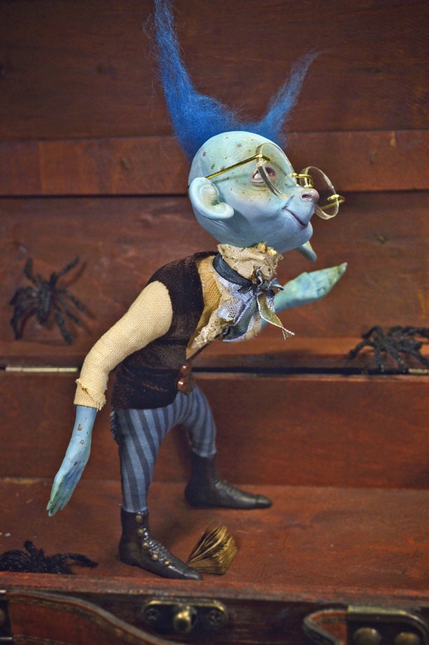 ON RESERVE final pay - Segismundo Miopo - art doll ooak pure sculpt blue guy