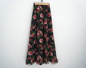 vintage. 70s angela gore maxi poppy skirt