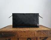 vintage. 1960s black patch snake skin clutch