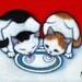 SALE Cats Sharing a bowl of Milk for 2. ACEO print