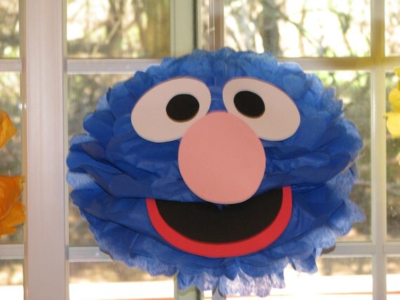Blue Monster tissue paper pompom kit, inspired by "Grover" from Sesame Street Il_570xn